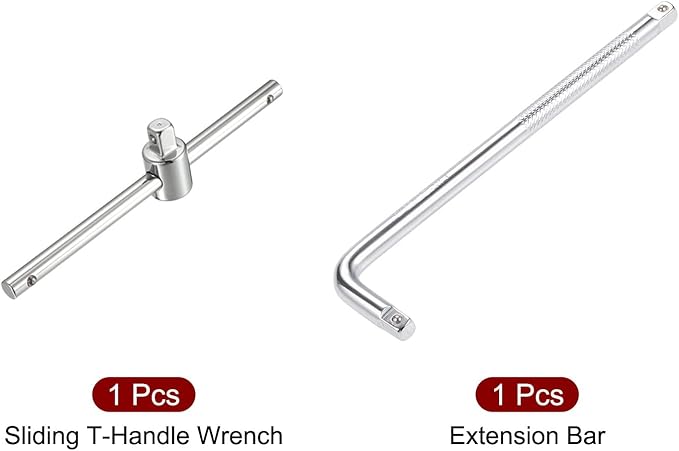 uxcell 1/4" Drive Socket Breaker L Shape Extension Bar Wrench,Sliding Wrench Breaker Bar Adjustable T-Handle Socket Hand Tool