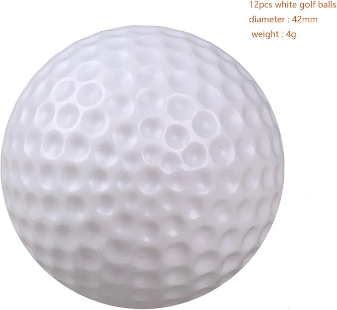 White Hollow Practice Golf Balls Plastic 12Pcs,42mm Plastic Golf Training Balls Airflow Limited Flight Golf Balls for Swing Practice Driving Range Home Backyard Use
