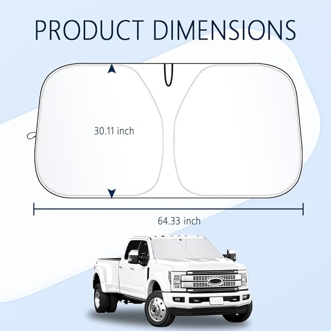 300T Thickened Automotive Glass Sunshade and Comes with Storage Bag,Keep Car Interior Cool,Windshield Sun Shade Compatible with Ford F250 Super Duty/F350 Super Duty/F450/F550