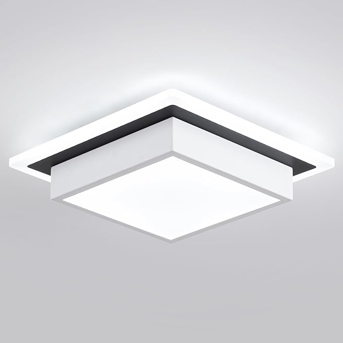 Modern LED Ceiling Light, Hallway Ceiling Light, 6000K Cold White Flush Mount Ceiling Lamp, Square Hallway Lighting Fixtures for Living Room Bedroom Bathroom Kitchen