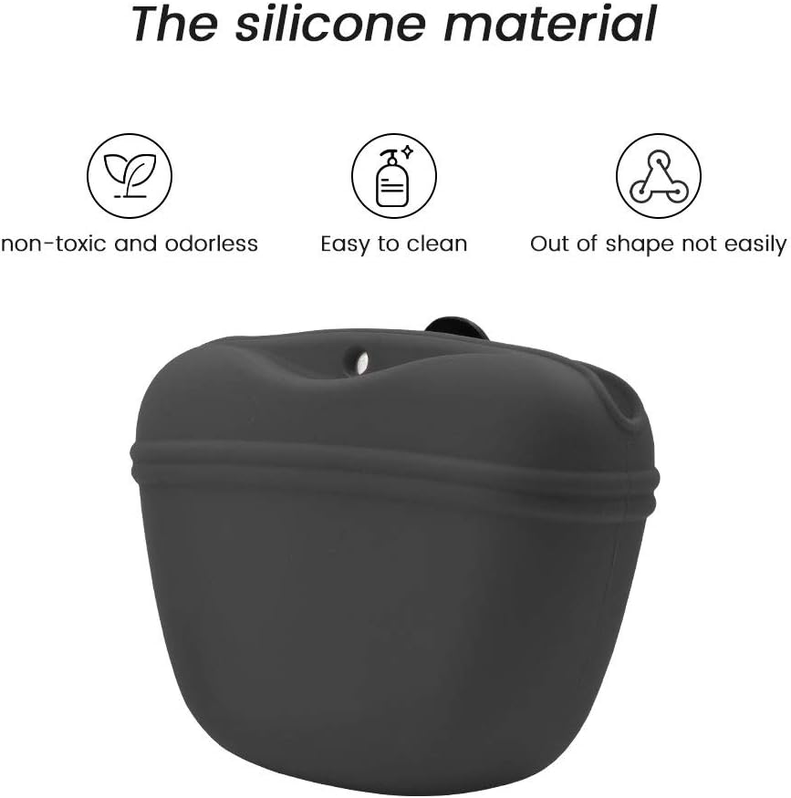 AUDWUD Silicone Dog Treat Pouch,With Dog Training Clicker,Clip on Portable Training Container,Convenient Magnetic Buckle Closing and Waist Clip