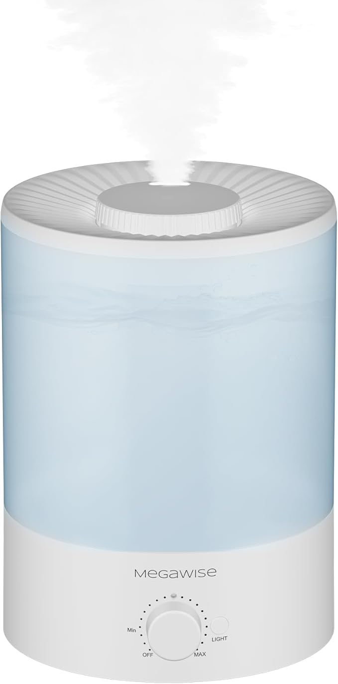 MegaWise Ultrasonic Cool Mist Humidifier | Quiet Operation, Top Fill, Auto Shut-Off | Ideal for Bedroom, Baby Room, and Plants (3.5 L)