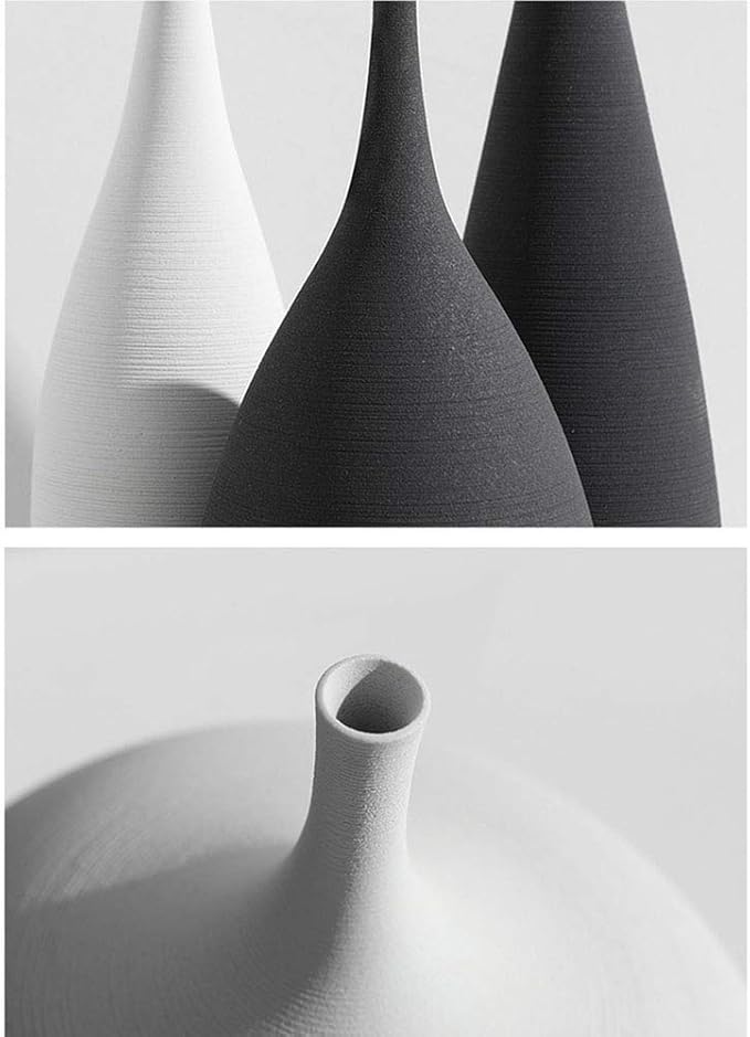 White Black Ceramic Vase Set, Modern Minimalist Ornaments Living Room Home Decor Decoration,Set 5(A+D)