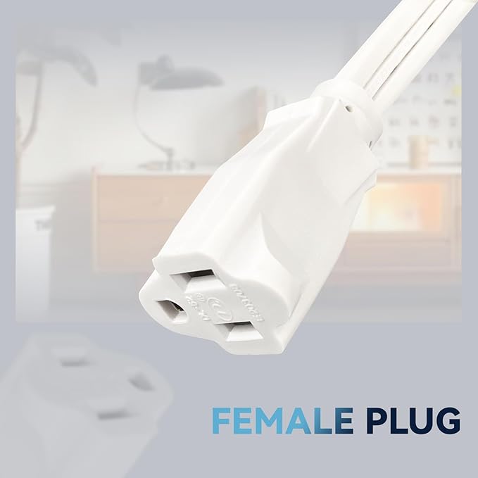 EP 15 Ft Heavy Duty Appliance Extension Cord - 14 Gauge 3 Prong SPT-3 Cable Wire, Ideal for Air Conditioners, Refrigerators, and Major Appliances - Indoor Use, White