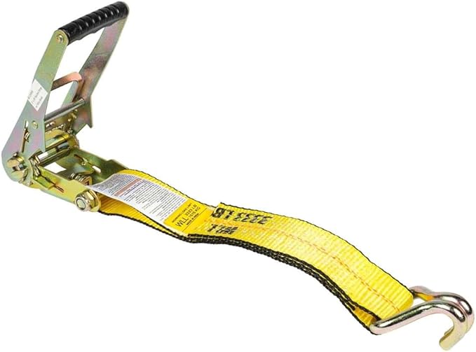 Mytee Products Ratchet Tie-Down Straps with Wire Hook, 2" x 30' Yellow Ratchet Strap | 10,000 Lbs Breaking Strength | Heavy Duty TieDown Ratchet Straps for Flatbed, Truck, Trailers Pickup (10 Pack)