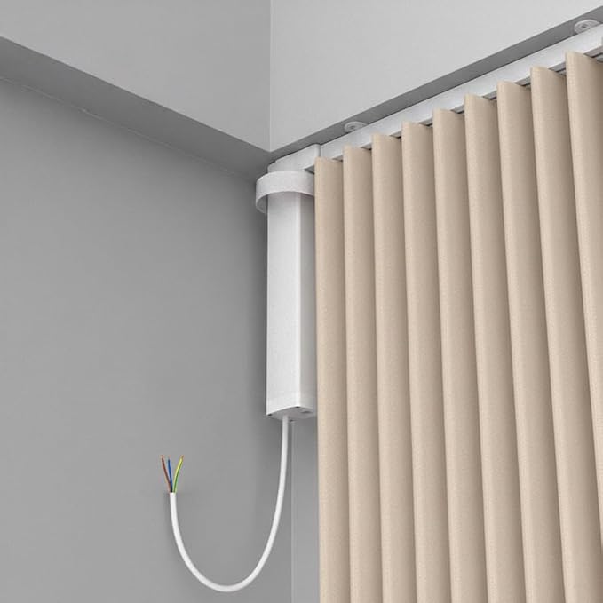 S Fold Motorized Curtain Track Kit with Remote, 1.8N Dry Contact Smart Curtain Opener System, Automatic Ripple Fold Drapery Rail for Hotel & Smart Home Integration (3.0 meters (118.1 inches))