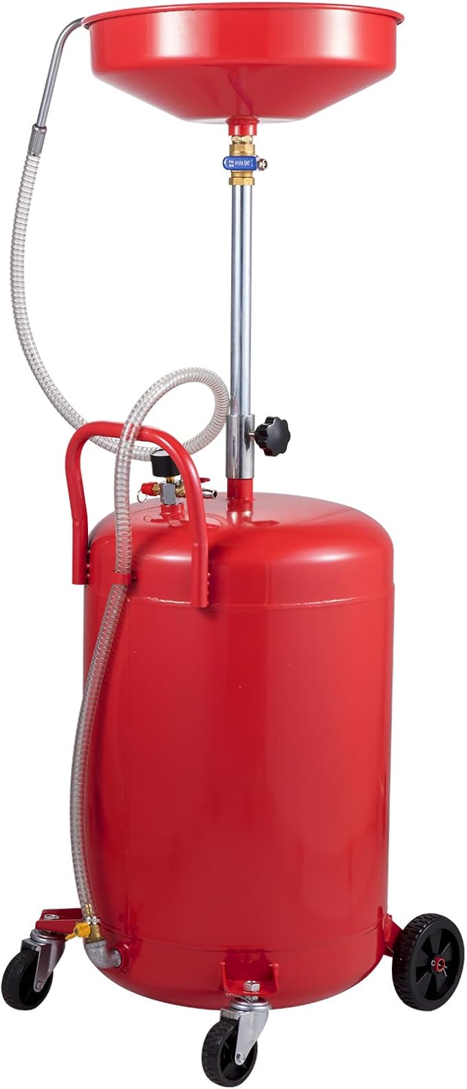 VEVOR 20-Gallon Waste Oil Drain Tank, Air Operated Portable Oil Drainer with Adjustable Funnel Height, Fluid Fuel Transfer Drainage with Wheels, Oil Change Container for Auto Repair Shops, Garages
