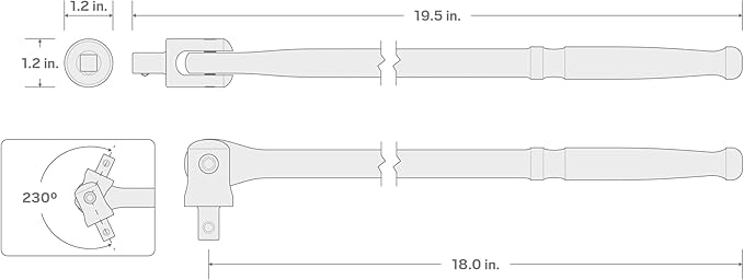 TEKTON 3/8 Inch Drive x 18 Inch Breaker Bar | SBH00118