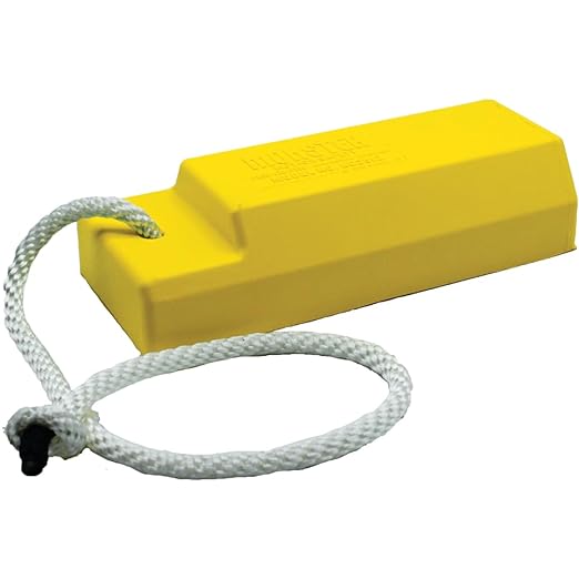 Checkers 18" Airplane Chocks, Aviation Wheel Chocks for Small to Mid-Sized Aircraft, One Tire Chock for Polished Hangar Floors with Rope Lanyard, Durable Lightweight Urethane, Yellow, AC3518-RP-S