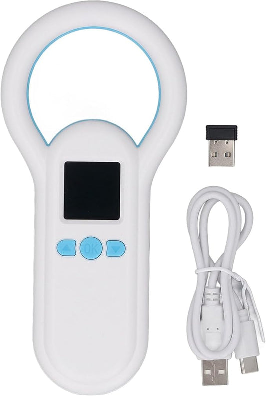 Animal Microchip Scanner Wireless BT Reader with 1.44 Inch Screen 500 Data Storage USB for Pets Supports ISO FDX B EMID Chip Detection Multiple Connection Methods