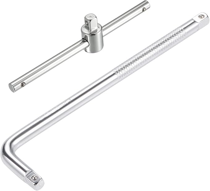 uxcell 1/4" Drive Socket Breaker L Shape Extension Bar Wrench,Sliding Wrench Breaker Bar Adjustable T-Handle Socket Hand Tool