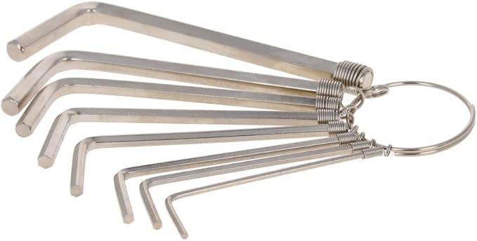 Utoolmart Hex Key Set, 8 in 1 Metric L Shape Hexagon Head Wrench with Ring for Repair Tool (Silver Tone)