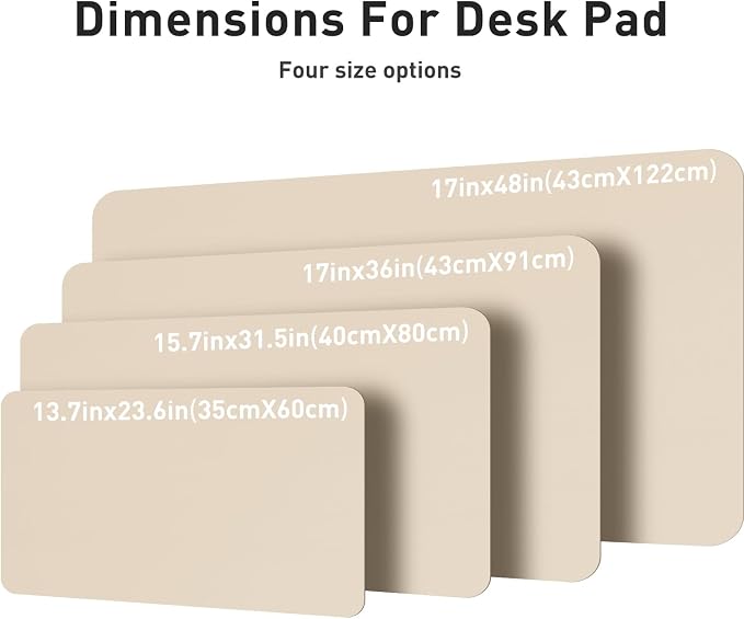Aothia Leather Desk Pad Protector, Mouse Pad, Office Desk Mat, Non-Slip PU Leather Desk Blotter, Laptop Desk Pad, Waterproof Desk Writing Pad for Office and Home (Beige, 36" x 17")