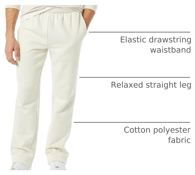 Amazon Essentials Men's Relaxed Straight Leg Fleece Open Bottom Sweatpant (Available in Big & Tall)