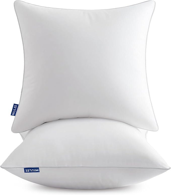 MIULEE 20x20 Inch Pillow Inserts Pack of 2 with 100% Cotton Cover | Throw Pillow Inserts, Square Decorative Pillow Inserts for Sofa Bed Couch Bench