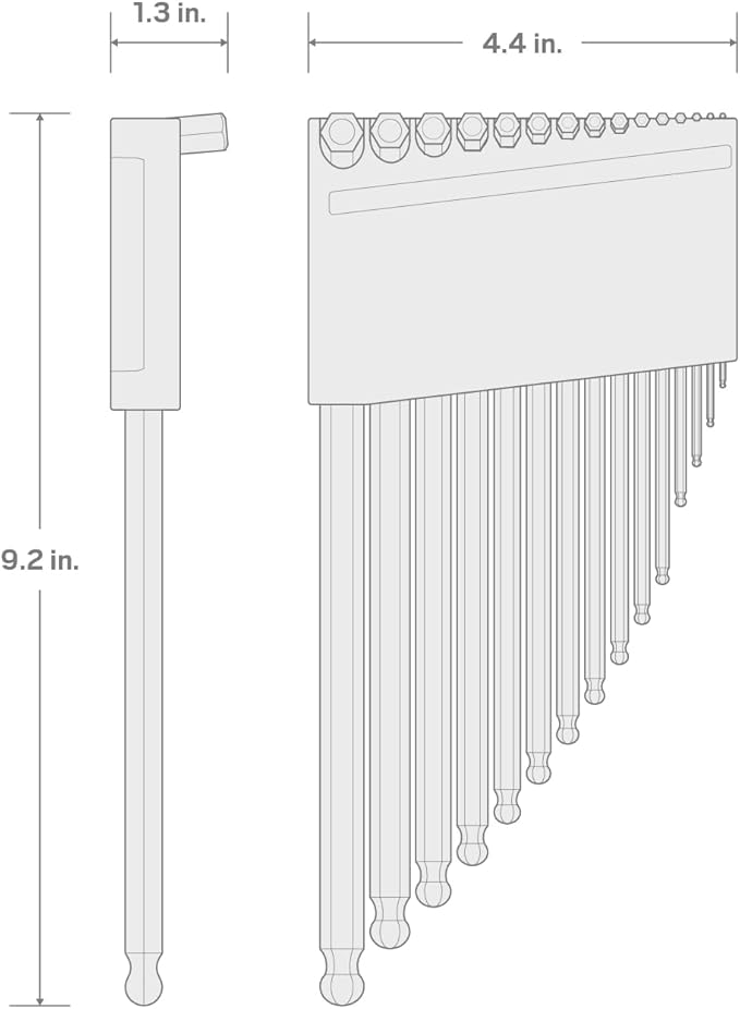 TEKTON Short Arm Ball End Hex L-Key Set with Holder, 15-Piece (1.3-10 mm) | KLX91213