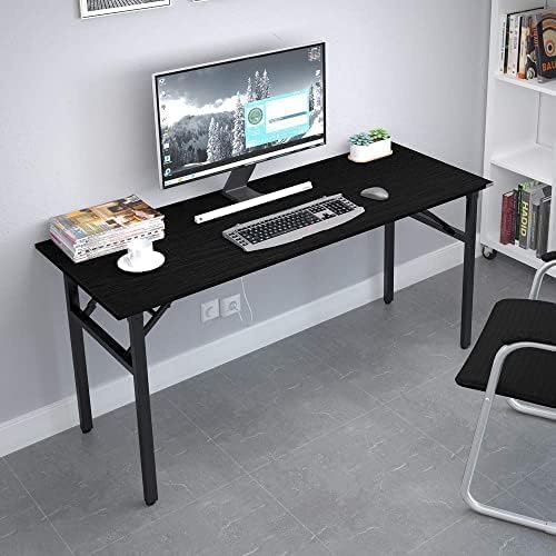Need Home Office Desk - 62 Inches Large Computer Desk Sturdy Black Table Foldable Desk Gaming Computer Table No Assembly Required AC5CB 62inch | Black Frame Writing Gaming Work Table/Foldable Home Office Desk/Sewing Table, No Assembly Required