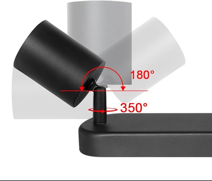 4 Way Track Lighting Kit Flexibly Rotatable Track Light Ceiling Kitchen LED Ceiling spot Light for Bedroom, Picture Wall, Hallway, Office, Bar, GU10 Socket (Black-4)