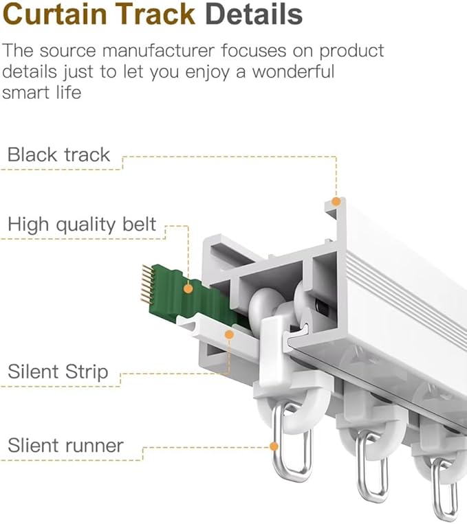 ZigBee 3.0 Smart Curtain Track System, 2.0N.m Quiet Brushless Motor, Hidden Automatic Curtain Opener with Remote, Alexa & Google Home, 132lb Heavy Duty, SX-X20 (2 meters (78.7 inches))