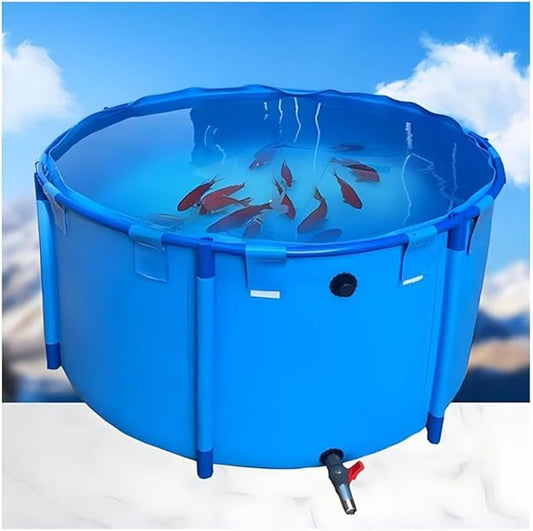Canvas Fish Pond for Koi Large Collapsible Canvas/Plastic Above-Ground Ponds for Koi Culture Agricultural Irrigation Above Ground Pond with Durable Brackets 78X39 in(3100 L)