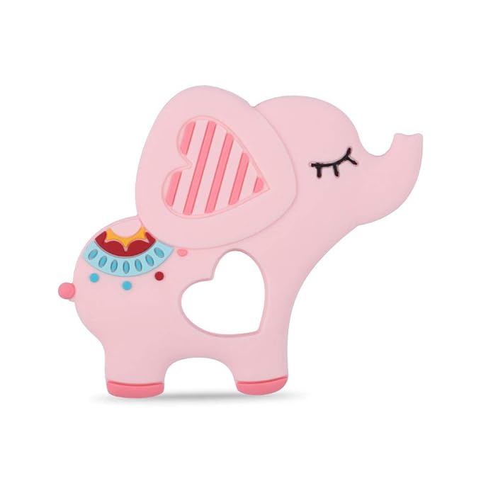 Baby Silicone Teether,Sensory Chew Toys,BPA Free Soft and Effective Infant Teething Pain Relief Toys,Freezer Safe,Food Grade Silicone,Best Shower Gift for Boys and Girls (Elephant)