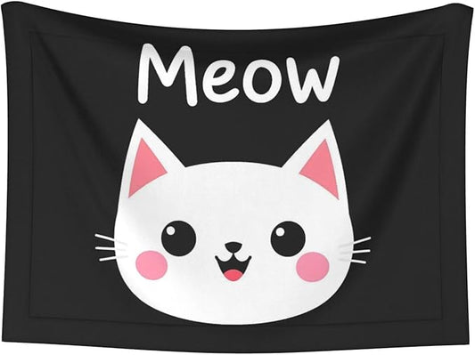 Cat Meow Print Soft Plush Pet Blanket, Washable Dog Blanket, Cat Fleece Throw, Puppy Bed Crate Mat & Sofa Couch Protector - Large