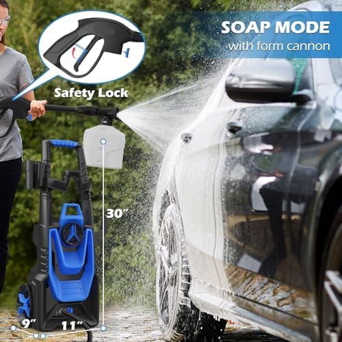 Pressure Washer -5000PSI Power Washer 500ML Foam Canno with Pressure Washers 4 Quick Connect Nozzles for Cars Patios Driveway