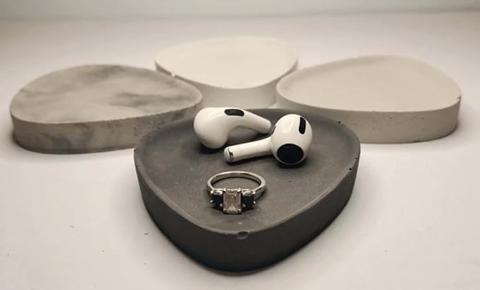 Tear Drop Trinket Tray, Concrete, Modern Decor, Gift, Jewelry Holder, Organizer, Contemporary Design, Home Goods, Minimalist (Peach)