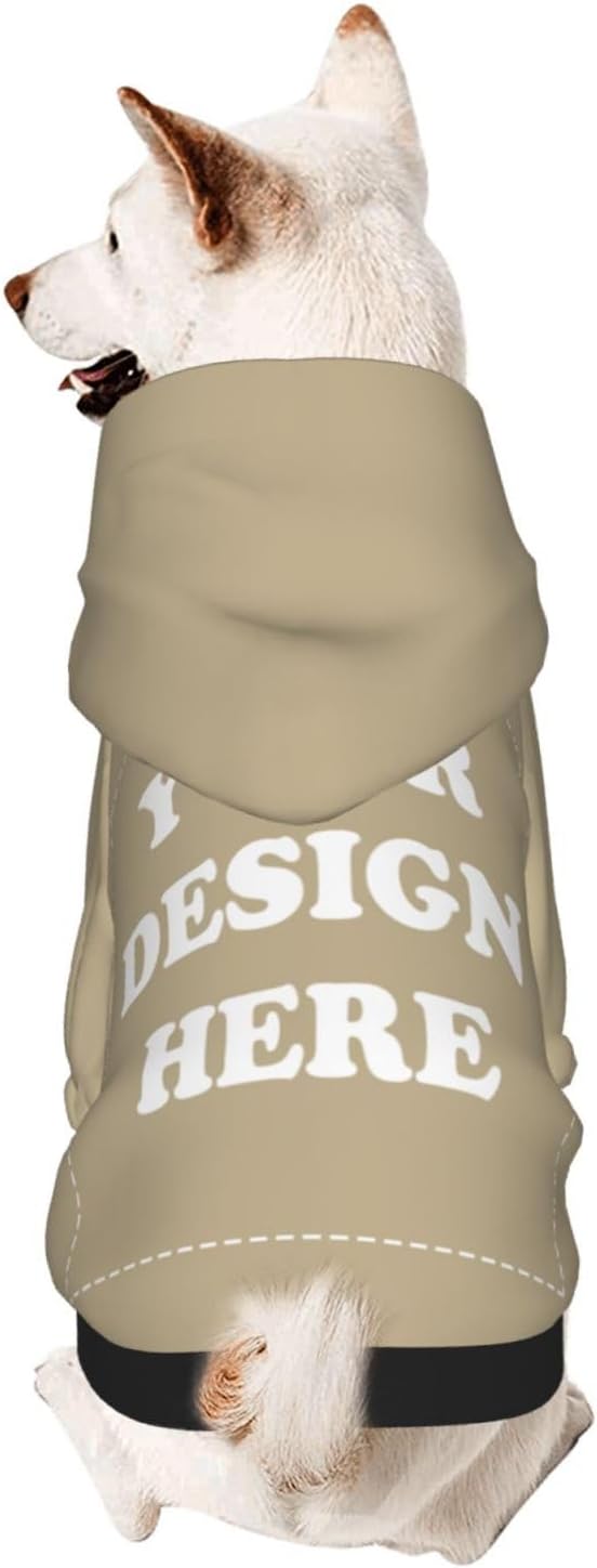 Dog Clothes, Custom Dog Hooded Sweatshirt, Personalized Pet Costume Robe Shirt with Text/Image/Club Name/Pet Shop Logo for Small Medium Large Dogs and Cats, Khaki, L