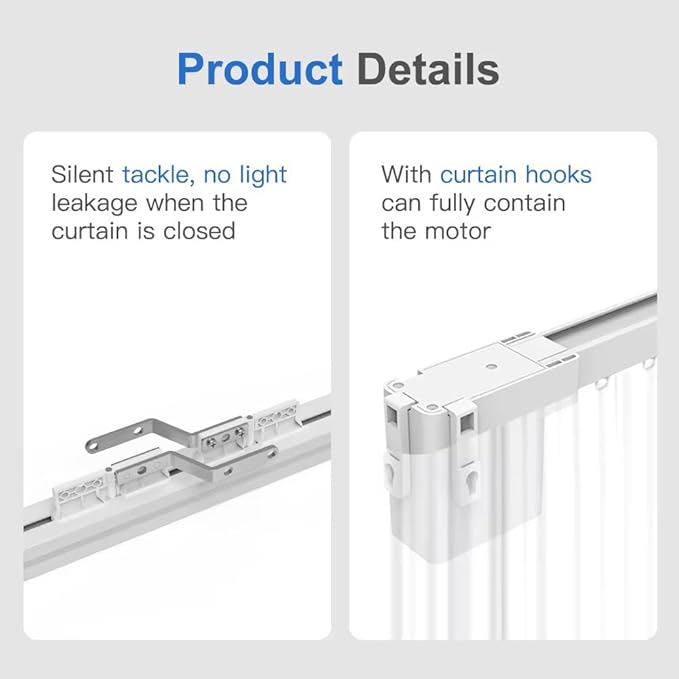 Matter Smart Curtain Track System, Hidden Motorized Curtain Rail, 1.8N.m 60kg Load, QR Pairing WiFi, Compatible with HomeKit Alexa Google Home SmartThings, Remote (7 meters (275.6 inches))