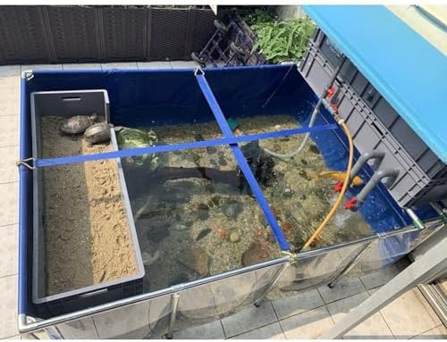 Flexible PVC Canvas Fish Breeding Water Tank with Steel Frame, Clear Viewing Window, Easy Assembly, Ideal for Aquatic Pets, Backyard Pool Pond - 50x40x30cm