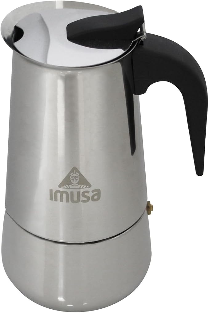 IMUSA USA B120-22062M Stainless Steel Stovetop Espresso Coffeemaker 6-Cup, Silver | Mirror-Polished Finish, Cool-Touch Handle and Flip-Up Top, Works on Gas, Ceramic, And Electric Stovetops
