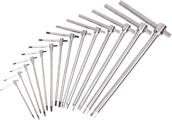 Beta 951/S14 Set of 6 2mm-14mm Metric Sliding T-Handle Hex Keys | High Torque & Fast Spinning T-Handle Design | Calibrated Hex Ends | Made in Italy