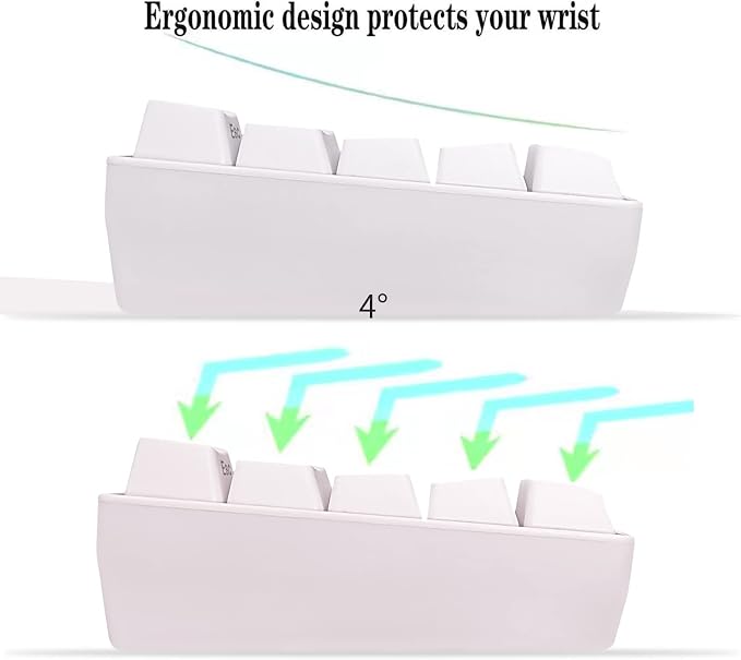 Snpurdiri 60% Wired Gaming Keyboard, 61 Keys RGB Backlit Wrist Rest Ultra-Compact Mini Waterproof Keyboard for PC Computer Gamer (White) | Backlit Ultra-Compact Mini Gaming Keyboard for PC Computer Gamer