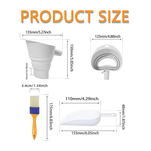 2026 Upgraded No-Mess Flour Funnel for KitchenAid Stand Mixer with Scoop and Cleaning Brush, Foldable Silicone Pouring Chute for 4.5-5 Qt Tilt-Head KSM150 Artisan, Splash-Proof Set, Dishwasher Safe