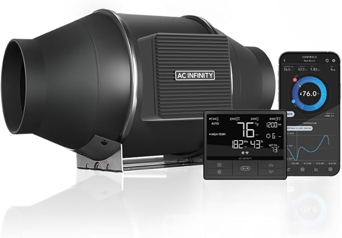 AC Infinity CLOUDLINE PRO T4, Quiet 4” Inline Duct Fan with Temperature Humidity VPD Controller, WiFi Integrated App Control - Ventilation Exhaust Fan for Heating Cooling, Grow Tents, Hydroponics