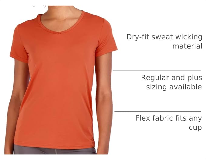 5 Pack Women's Dry Fit V Neck Workout Tops T Shirts Athletic Gym Yoga Tees | Available In Plus Size, Cooling Moisture-Wicking, Short Sleeve, Quick-Dry, Fitness, Stretch, Exercise, Running, Hiking