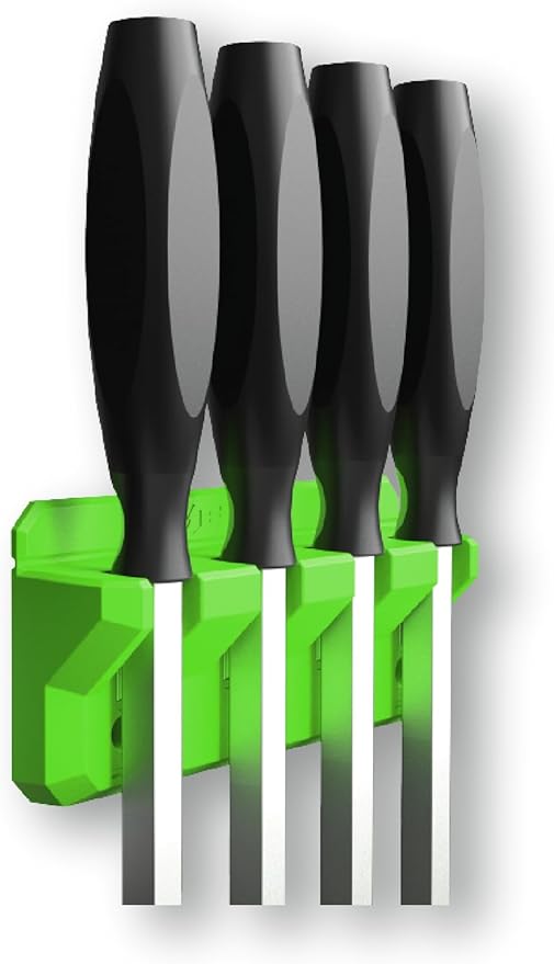 EZRED EZPB4-G Magnetic 4 Slot Pry Bar Holder with Mounting Holes Non-Marring TPEE Low Profile Design Organization