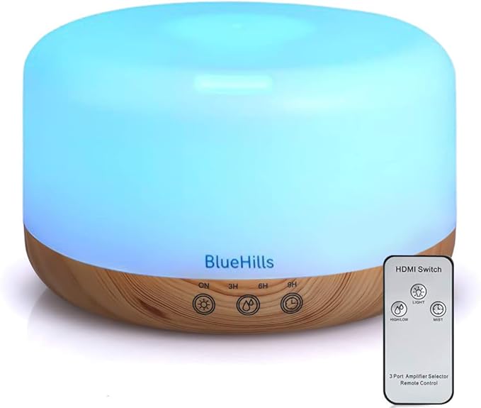 BlueHills Premium Set of Two Large 2500 ML and 1000 ML Round Essential Oil Diffusers Humidifier Combo for Large Room Home with Décor LED Lights Great Gift – Value Pack of Wood Grain