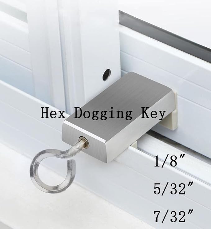 5/32” Standard Hex Dogging Key with Full Loop, Key-Ring Style Dogging Key Set 5/32 Allen Wrench Key for Push Bar Door Panic Bars, Security Door, Hex Socket,10 Pack(Middle, silver)