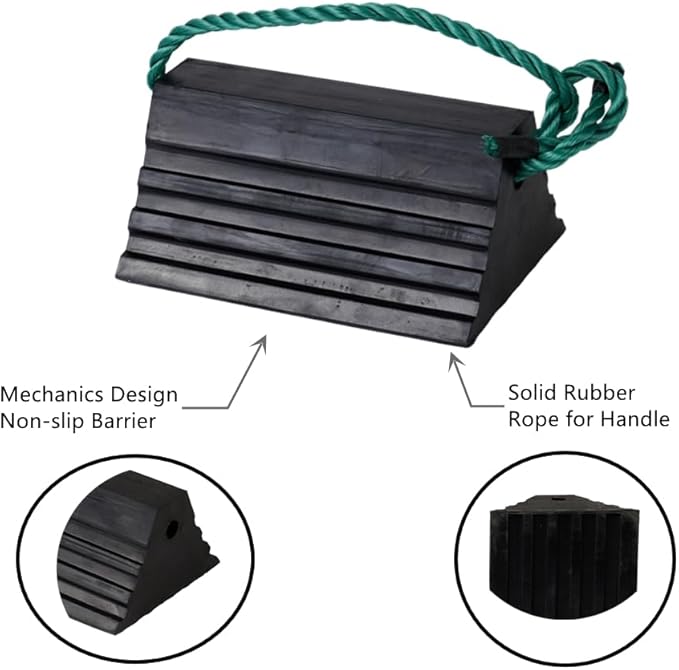Wheel Chocks, Heavy Duty Wheel Chock with Rope, Rubber Wheel Chocks for Boat Trailers, RV, Truck, Camper, 4 Pack