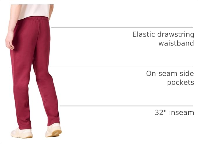 Amazon Essentials Men's Relaxed Straight Leg Fleece Open Bottom Sweatpant (Available in Big & Tall)