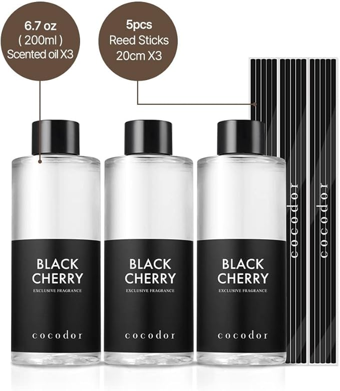 COCODOR Reed Diffuser Oil Refill/Cashmere Vanilla /6.7oz(200ml) / 3 Pack/Aromatherapy, Home Fragrance, Scented Oils, Oils for Reed Diffuser, Bathroom Home Decor
