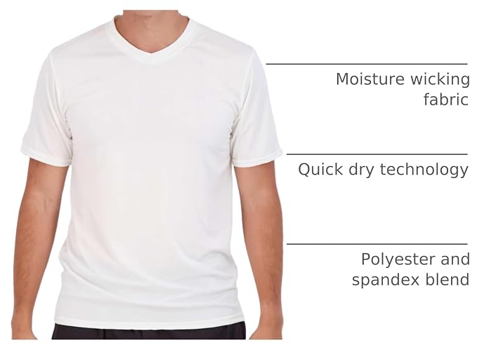 5 Pack Men's Dry Fit V Neck Gym Workout T Shirts Athletic Moisture Wicking | Cooling, Quick Dry, Breathable, Short Sleeve, Exercise, Cycling, Sports, Outdoor, Fitness, Golf, Crossfit, Hiking, Tennis