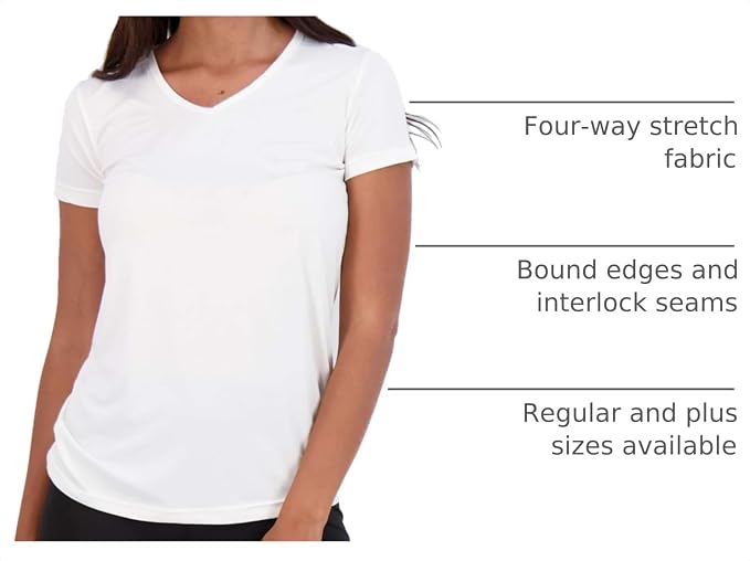 5 Pack Women's Dry Fit V Neck Workout Tops T Shirts Athletic Gym Yoga Tees | Available In Plus Size, Cooling Moisture-Wicking, Short Sleeve, Quick-Dry, Fitness, Stretch, Exercise, Running, Hiking