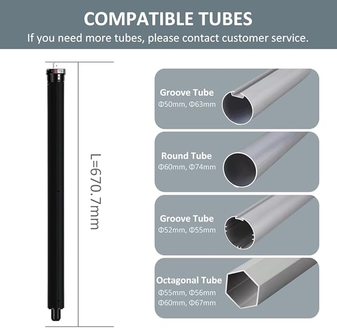 KNX Smart Tubular Motor 120V, Heavy Duty Electric Roller Shade Engine, Wired Automation Blind Drive, 433MHz Remote, Quiet Lift for Wood Blinds & Screens (50 N.m for Φ50mm（2") Groove Tube