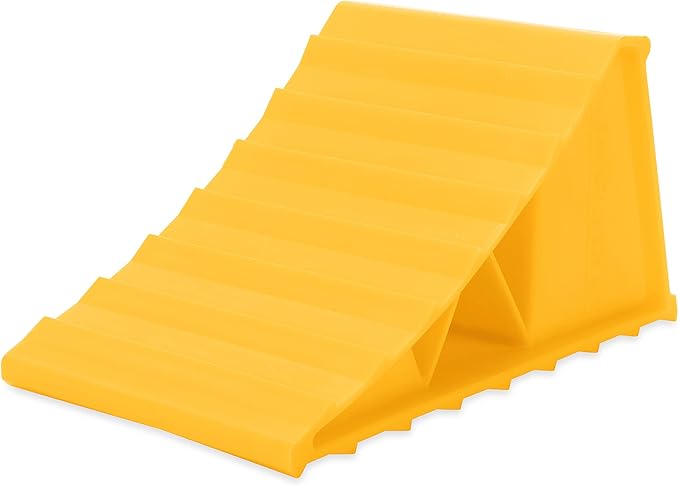 Camco 44432 Wheel Chock Without Rope, Helps Keep Your Trailer or RV in Place (Pack of 1), Yellow
