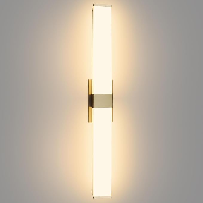 Kalium 33in Modern Wall Sconces, Dimmable Bathroom Vanity Lights, 3000K Warm White LED Indoor Sconces Lighting for Bathroom, Stairs, Living Room, Bedroom. Hardwired.