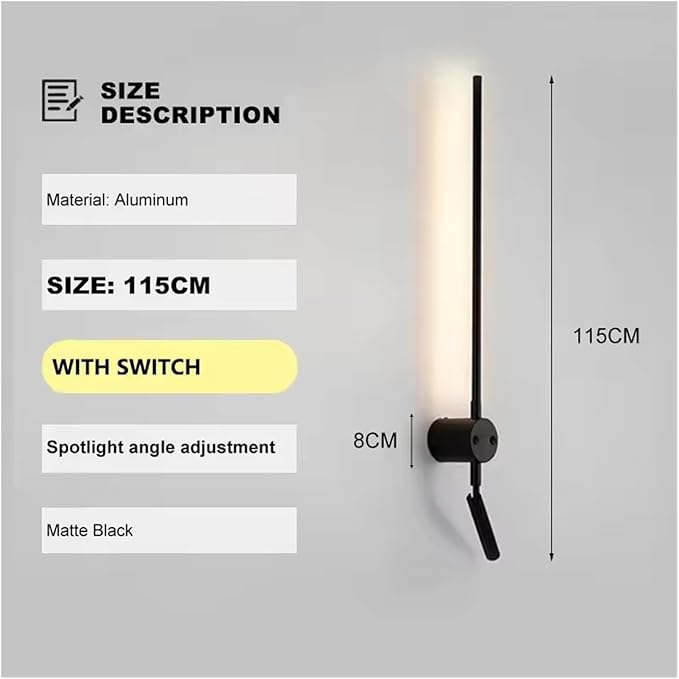 Minimalist Lines LED Wall Lamp Bedroom Decoration Indoor Living Room Fixture Black Wall Lights Stair Hallway Background Sconces,Energy Conservation Wall Light