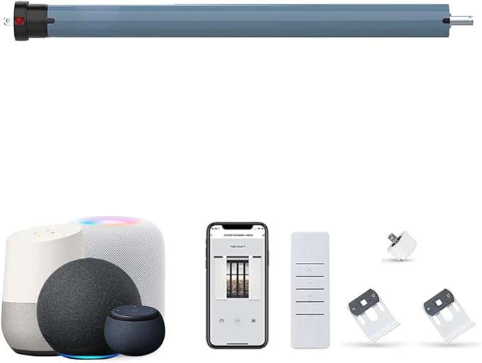 Matter Over WiFi Smart Roller Shade Motor, Φ45mm AC 120V Electric Blind Motor, Works with HomeKit, Alexa, Google Home, SmartThings (50N.m Torque for Φ55mm （2-1/8") Octagonal Tube